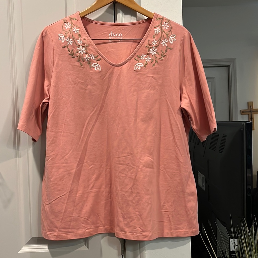 D & co woman’s blouse denim, and Company size large